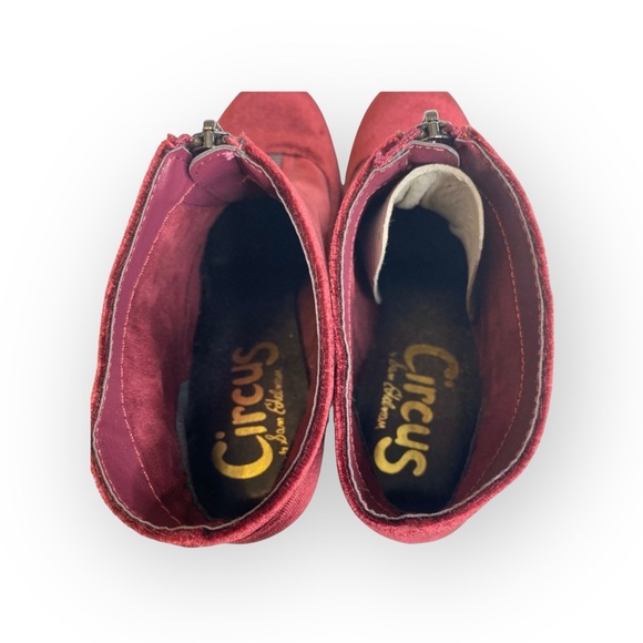 new Circus Sam Edelman ❁ Vanessa Zipper Velvet Ankle Boots Booties ❁ Burgundy - Picture 8 of 16
